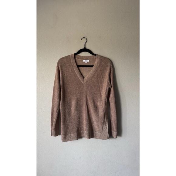 REISS Women’s Size XS Effie Metallic V Neck Knit Sweater Shimmer Sheer Glam - Picture 1 of 6